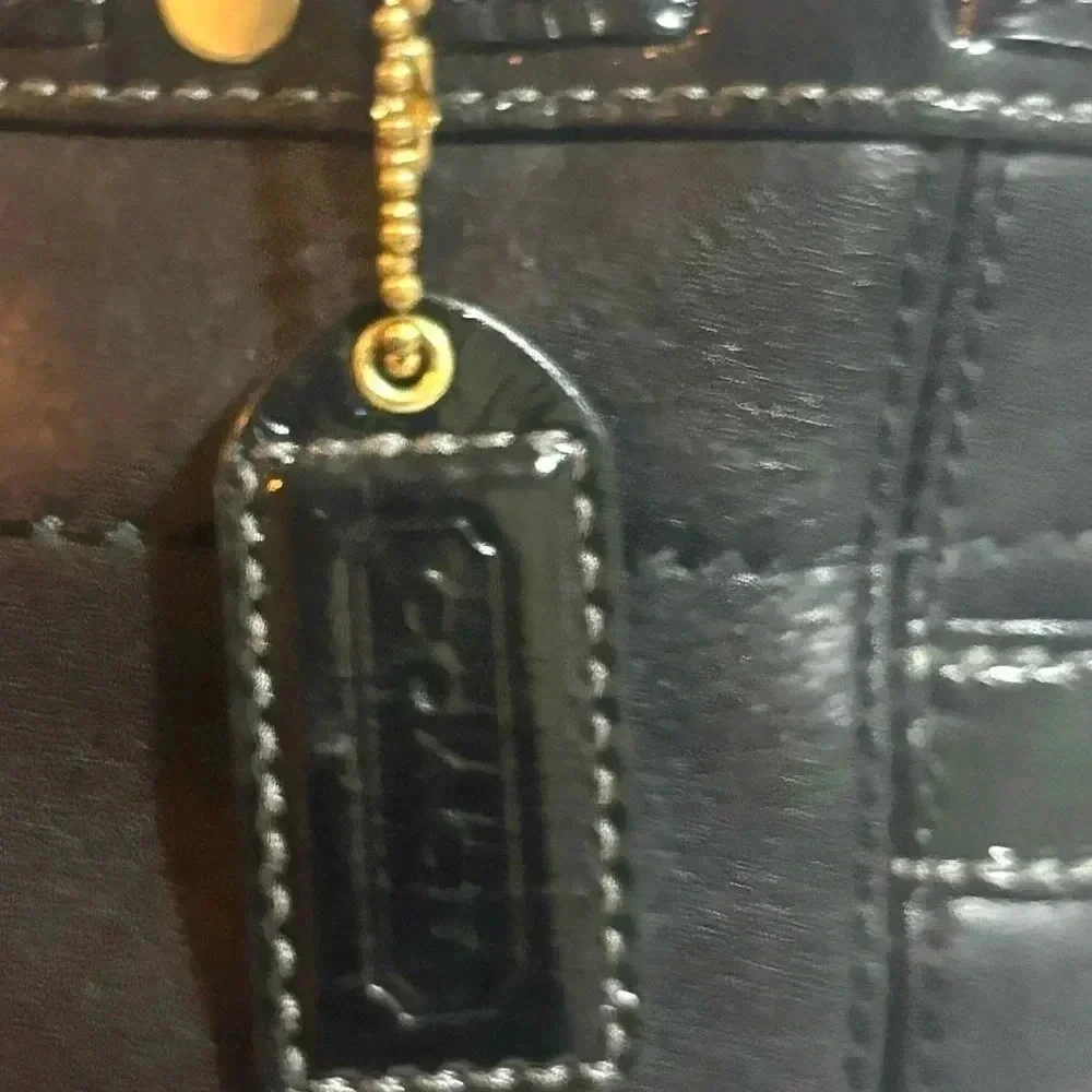 Coach black leather satchel handbag